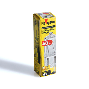 Лампа накаливания галогенная Navigator, G9, капсула JCD, 230 В, 40 Вт, 340 Лм, теплый белый свет