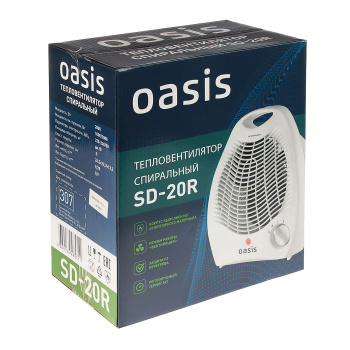Тепловентилятор 2000 Вт Oasis SD-20R, спираль, 3 режима, защита от перегрева, 20 м² Тепловентилятор 2000 Вт Oasis SD-20R, спираль, 3 режима, защита от перегрева, 20 м²