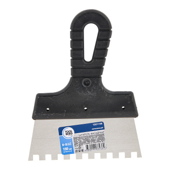 Шпатель фасадный нерж.сталь зубчат 150мм пласт.ру 8*8мм T4P(арт.1201158)*1/10/60