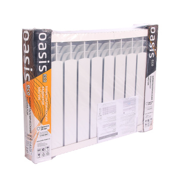 Радиатор биметаллический 10 секций Oasis Эко, 500 мм, 1590 Вт, белый