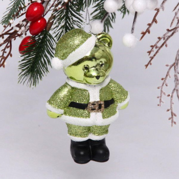 Ёлочная игрушка Волшебный медвежонок 8*5*12 см, зелёный