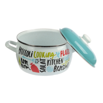 Кастрюля стальн. эмалир. "Брокколи" 5,3л d220мм Металл.кр. 2701 ("МЕТРОТ" Сербия) *1/4