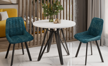 яяяСтол обеденный круглый нераздв.Ройс Тип 2 d900мм h750мм БЕЛЫЙ+опора черный муар*1