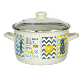 Кастрюля эмалированная "Кантри" 5,0л d220мм Стекл.кр. 3109 ("МЕТРОТ" Сербия) *1/4