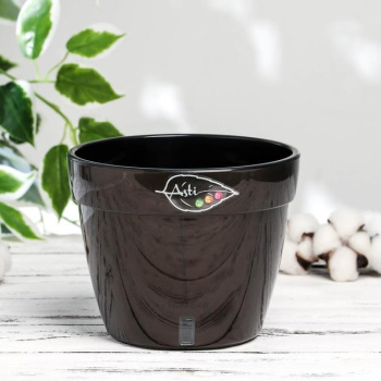 Кашпо пластм. "АСТИ" 2,5л Черное золото/Черный AST25BG/BL ("Santino") *1/20