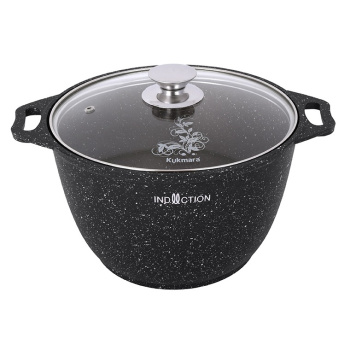 Кастрюля алюм. литая а/приг. Kukmara "Marble Induction" Мрам.темн. 4,0л Ст.кр. кмти42а *1/3