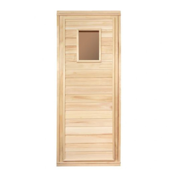 Дверь глухая со стеклом 1.7х0.7 м., липа класс Б, 34021 "Банные штучки"