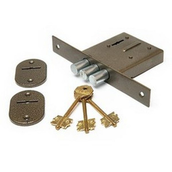 Замок врезной КОРПУС БИФ-0010-2*3-ЛК (б/п) бронза, сув.механизм *1/20