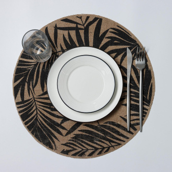 яяяСалфетка сервировочная "Листья" 38х38 см, цвет черный   7086142