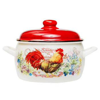 Кастрюля эмалированная "Золотой петушок" 3,0л d180мм Металл.кр. 2681 ("МЕТРОТ" Сербия) *1/6