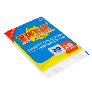 Мешки для мусора с Ручками 20л*20шт толщ.10мкм "КРЕПАК"