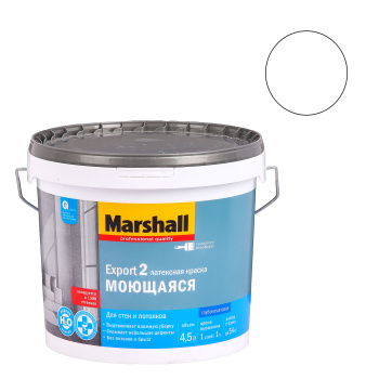 Краска латексная 4.5 л для стен и потолков MARSHALL EXPORT-2, база BW, глубокоматовая