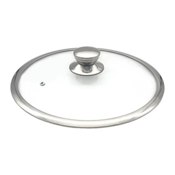 Крышка д/сковороды, кастрюли Стекл. с шир.нерж.ободом,с пароотв. d28см Нерж.р.KC-T28110/N Jarko*1/7