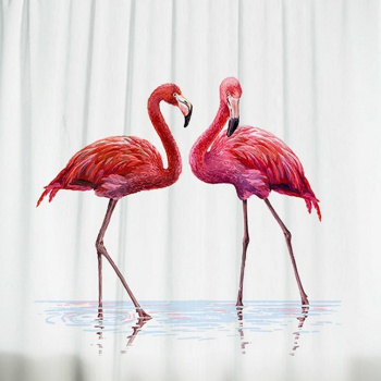 Штора для ванной "Санакс" п/эстер 180*180см "Розовые фламинго" BRIMIX без колец 02-08 *1/24