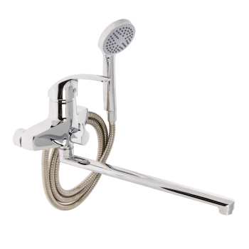 Смеситель для ванны "Potato" P2207C длинный плоский излив, переключатель душа *1/10