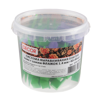 Система выравнивания плитки СВП набор Зажим 1,4мм 40шт+Клин 40шт ведро (арт.339-5050)  *12/24