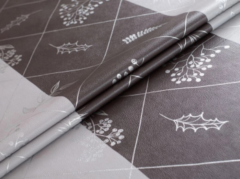 Клеёнка на тканевой основе "кожа" "Модерн" "Серая с шир.принтом" шир.1,37м GW-21293 "Great Way" *20