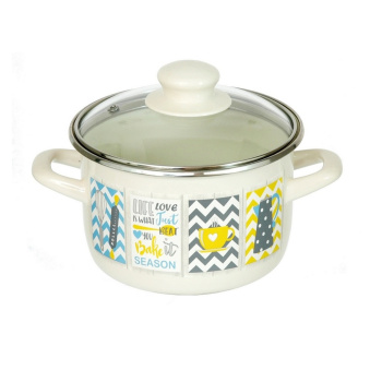 Кастрюля стальн. эмалир. "Кантри" 2,0л d160мм Стекл.кр. 3109 ("МЕТРОТ" Сербия) *1/6