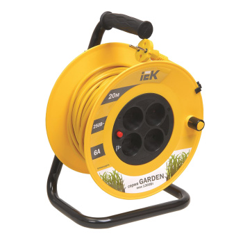 Удлинитель 4 розетки 20м б/з КАТУШКА ПВС 2*0,75мм 6А мощ.нагр1300Вт Garden WKP23-06-04-20   *1