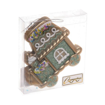 Ёлочная игрушка Сказочный поезд 9*1,5*10 см, изумруд