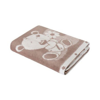 Полотенце детское махровое 100*100см Облачко Дружба мишек бежевый тауп/белый Aquarelle *1/8