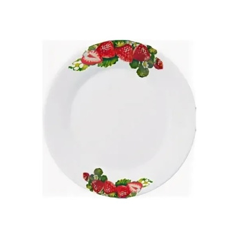 Тарелка фарфор. мелкая d18см с рис. "Клубника" ДФ- ТП18-1 ("DECO") *96
