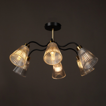 Светильник потолочный N6595/6 BK+COP 6*40W E14 220V (d-690; h-325) S=24м2 VERNER LIGHTING *1