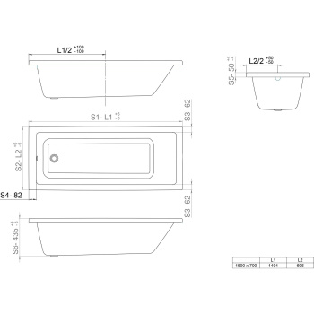 Ванна акриловая Triton Аура, 150x70 см