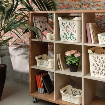 Корзина для хранения пластм. "Deluxe" 1.9л 189х132х110мм Бежевый арт.433280807 ("Бытпласт") *1/24